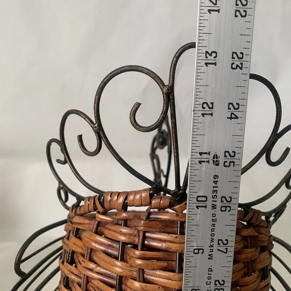 Woven Rattan Metal Turkey Decorative Basket Brown Fall Farmhouse Thanksgiving